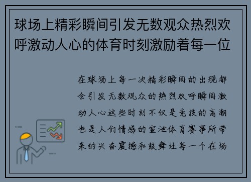 球场上精彩瞬间引发无数观众热烈欢呼激动人心的体育时刻激励着每一位现场观众